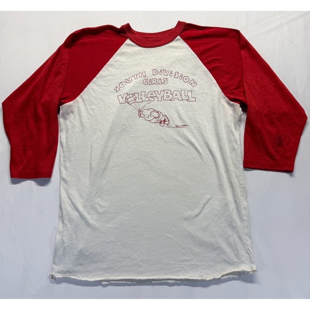Ziggy South Division Girls Volleyball Shirt Womens Medium White Red 3/4 Sleeve